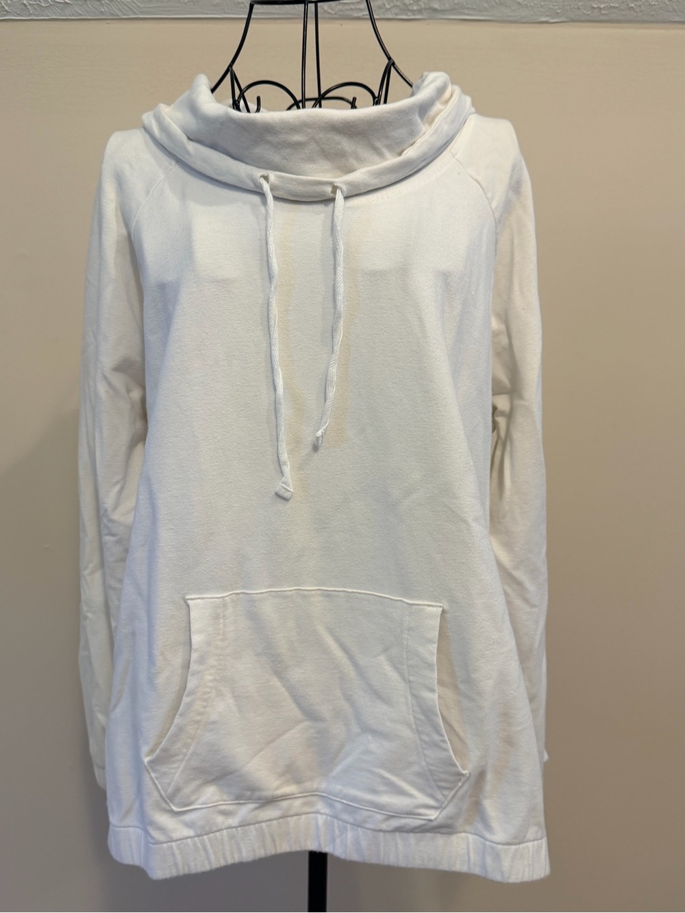 Woman's White Gap Body Cowl Neck Classic Cotton Pullover Size XL Athleisure